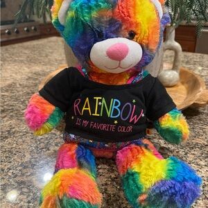 Rainbow Build a Bear with "Rainbow Is My Favorite Color" Shirt